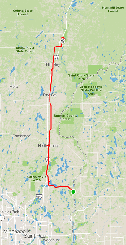 Route map showing Day 4 path from William O'Brian to Banning State Park